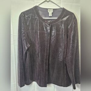 Chico's Shimmering Dark Purple Leather Blazer NWOT, Sz 3 (XL)